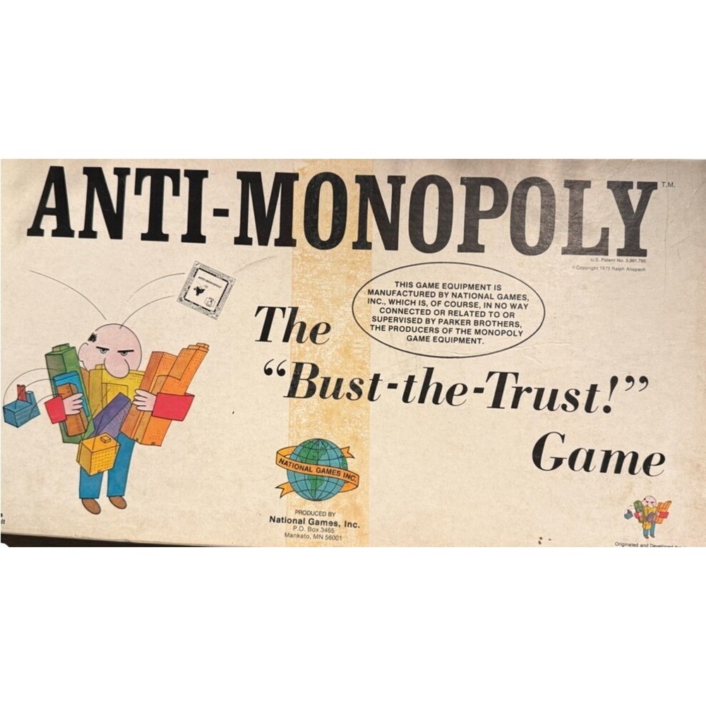 Vintage 1973 Anti-Monopoly Board Game - excellent condition all pieces included